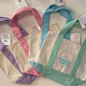 Trader Joe's Mini Pastel Canvas Tote Bags